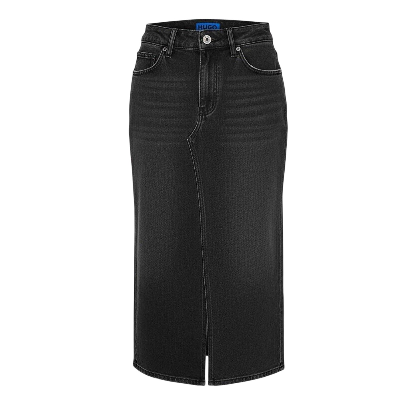 Black - Front - Hugo Womens-Ladies Goja Denim Midi Skirt