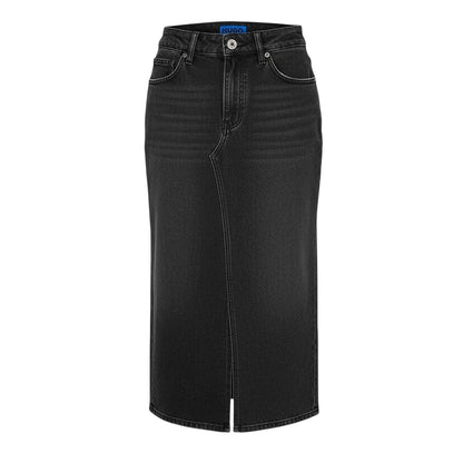 Black - Front - Hugo Womens-Ladies Goja Denim Midi Skirt