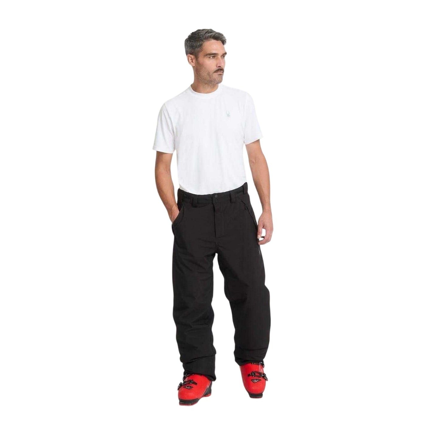 Black - Close up - Spyder Mens Wide Leg Salopettes