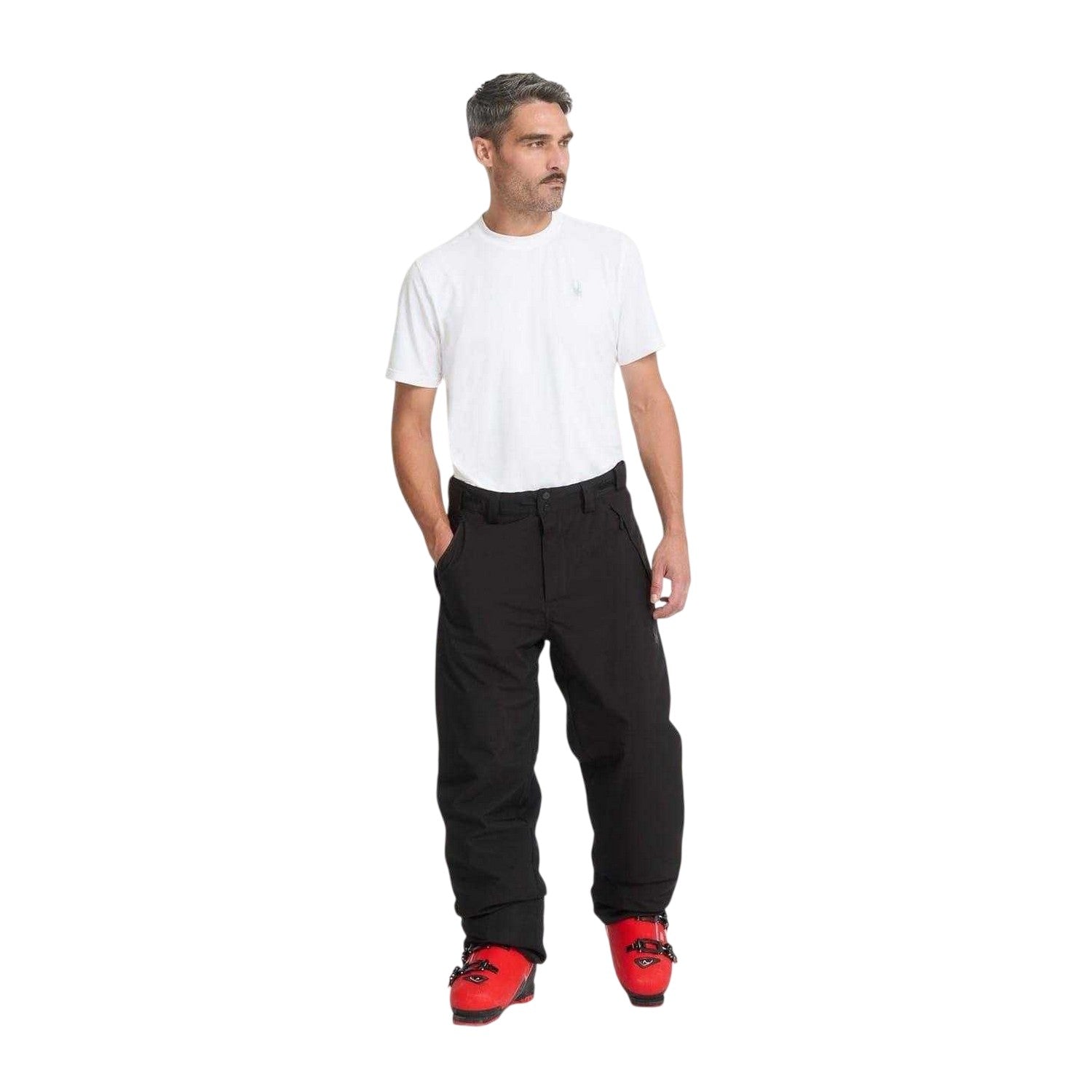 Black - Close up - Spyder Mens Wide Leg Salopettes