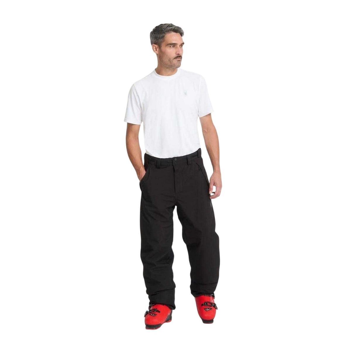 Black - Close up - Spyder Mens Wide Leg Salopettes