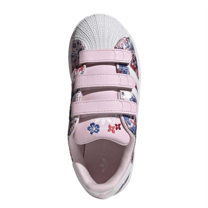 Pink-White - Lifestyle - Adidas Childrens-Kids Superstar Floral Leather Trainers