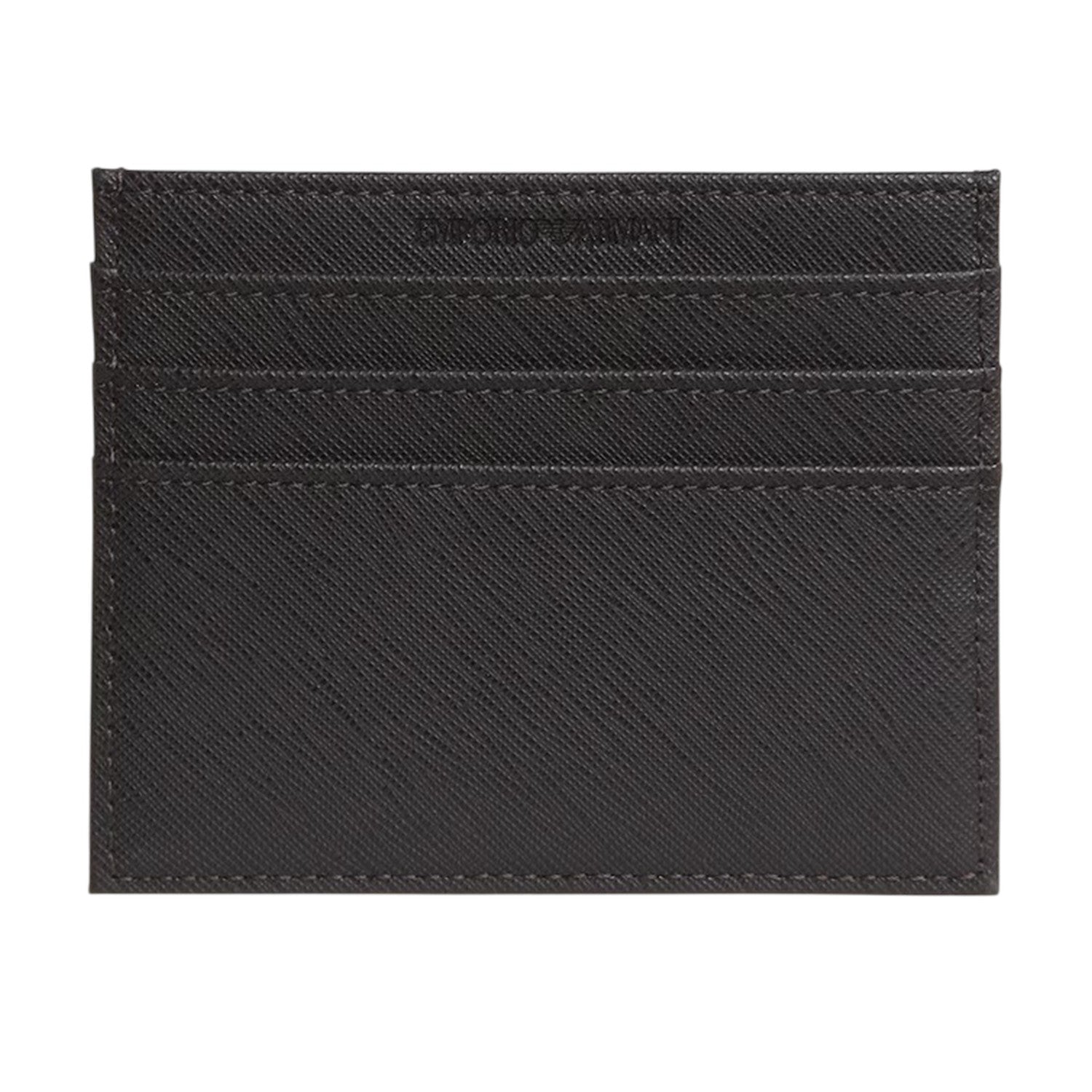 Ebony Black - Back - Emporio Armani EA7 Leather Card Holder
