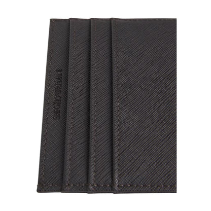 Ebony Black - Side - Emporio Armani EA7 Leather Card Holder