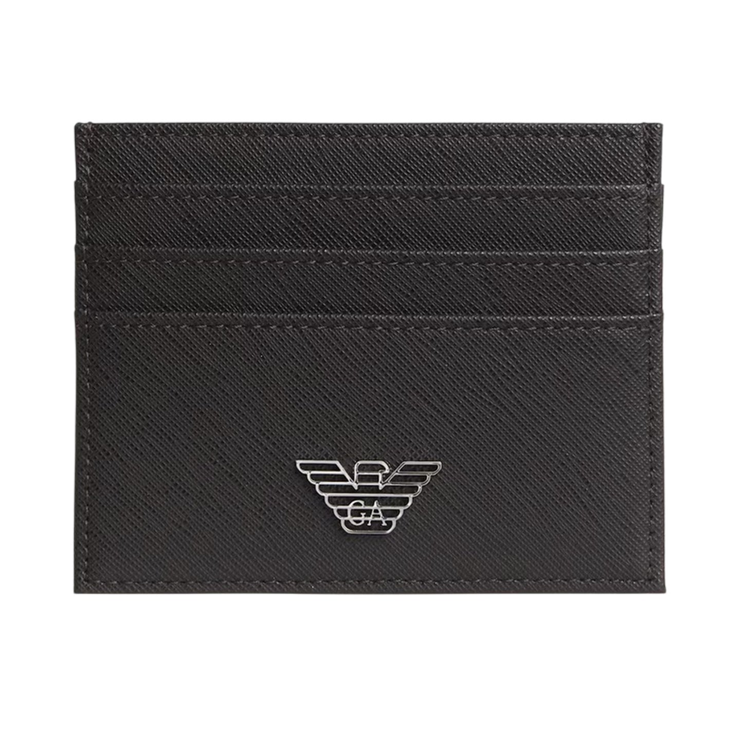 Ebony Black - Front - Emporio Armani EA7 Leather Card Holder