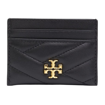 Black - Front - Tory Burch Leather Card Holder