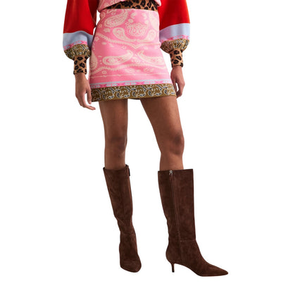 Pink - Side - Never Fully Dressed Womens-Ladies Bandana Knitted Mini Skirt
