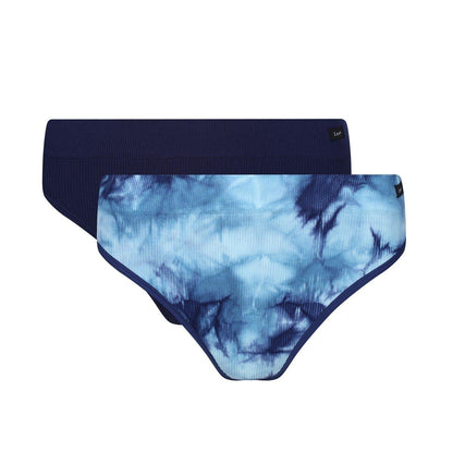Navy Blue - Front - Lee Womens-Ladies Ivella Tie Dye Briefs (Pack of 2)