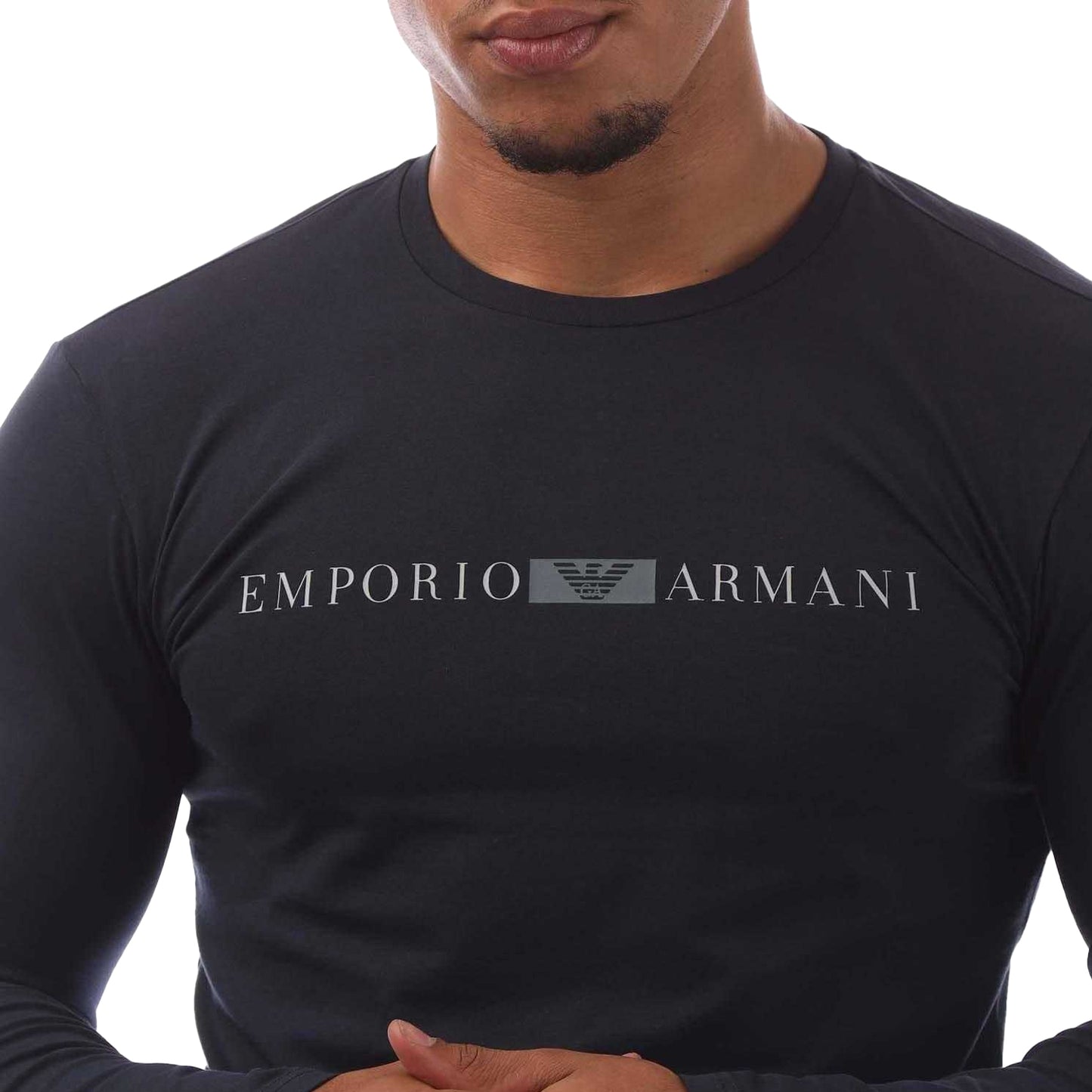 Navy - Side - Emporio Armani Mens Long-Sleeved T-Shirt