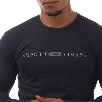 Navy - Side - Emporio Armani Mens Long-Sleeved T-Shirt