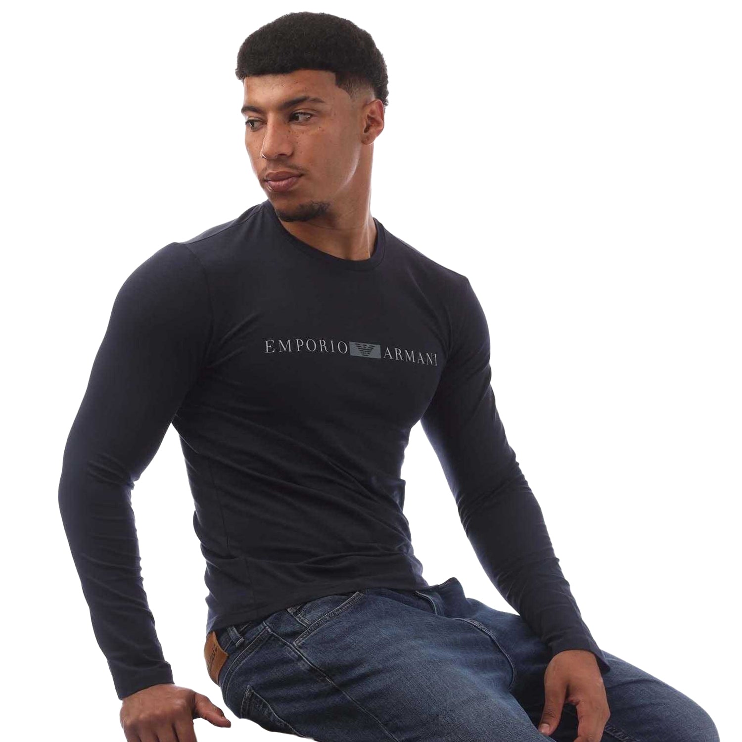 Navy - Lifestyle - Emporio Armani Mens Long-Sleeved T-Shirt
