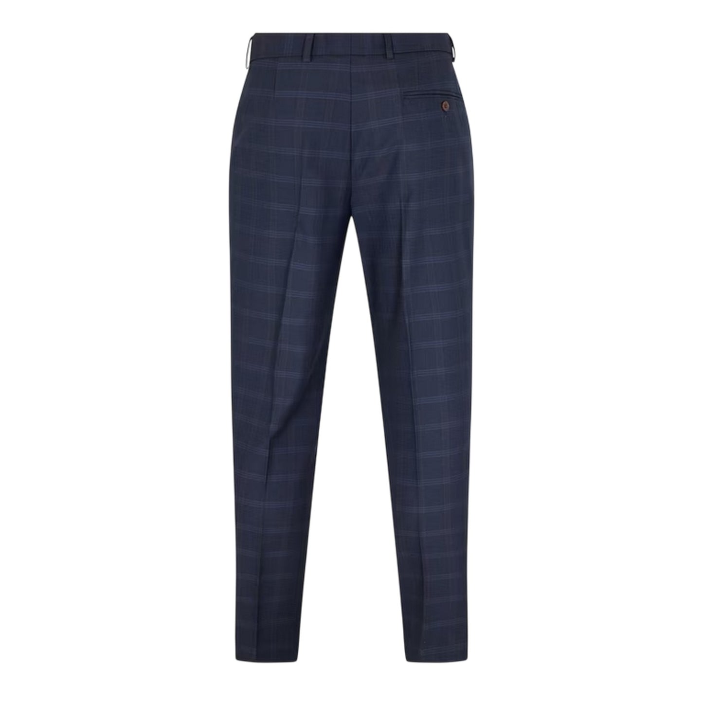 Navy - Back - Ted Baker Mens Plaid Regular Trousers