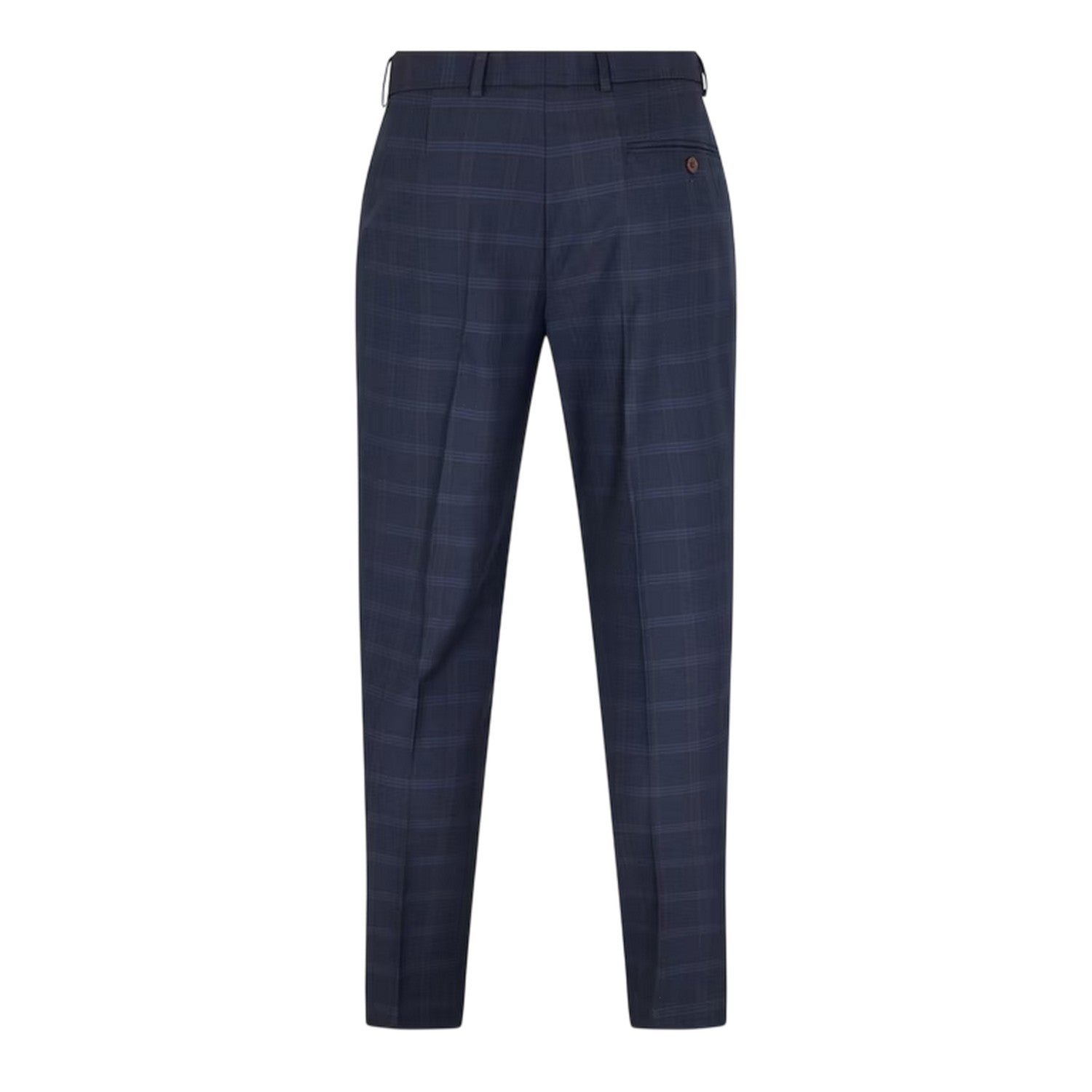 Navy - Back - Ted Baker Mens Plaid Regular Trousers