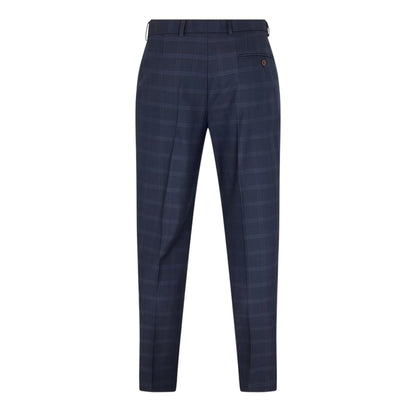 Navy - Back - Ted Baker Mens Plaid Regular Trousers