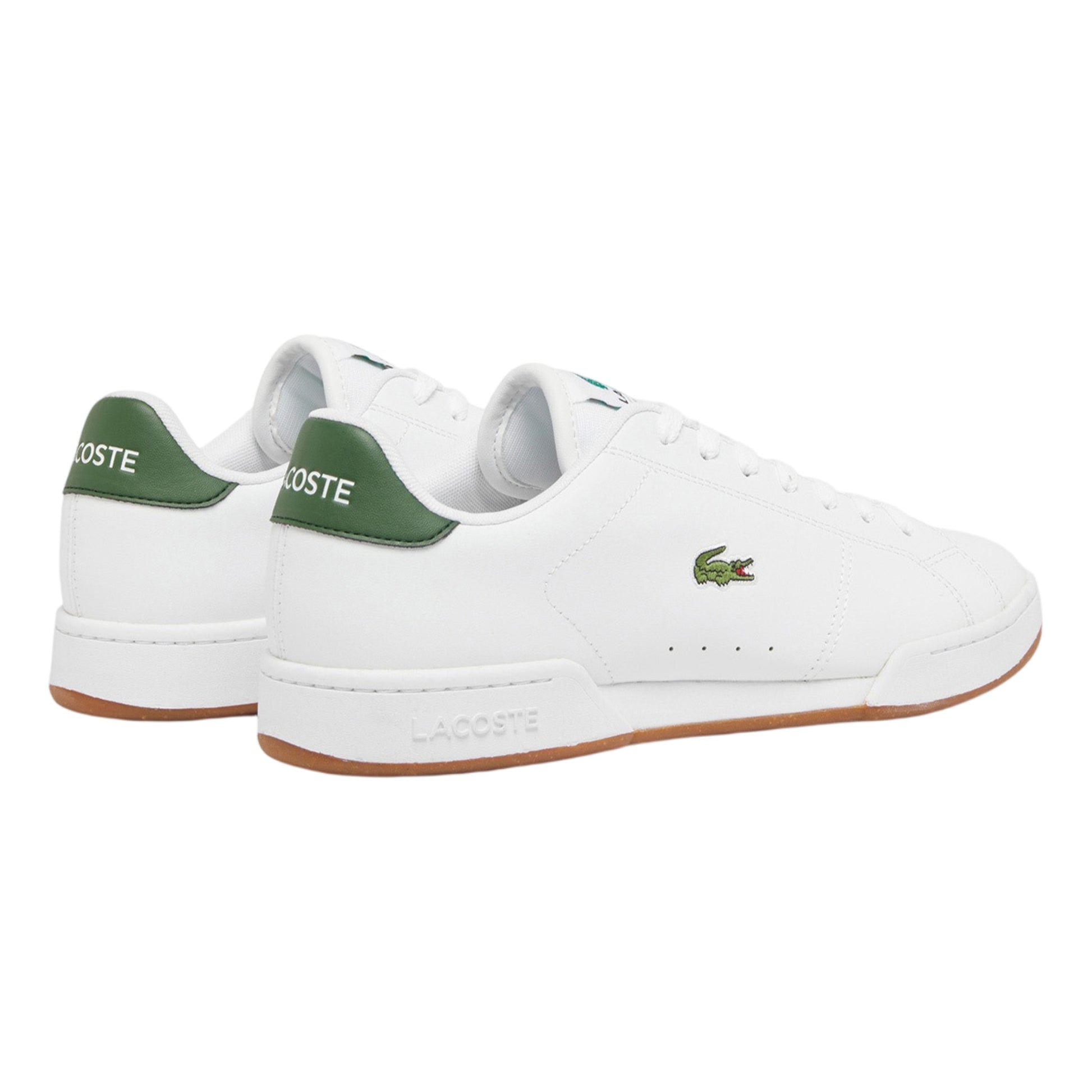 White-Green-Gum - Back - Lacoste Mens Carnaby Leather Trainers