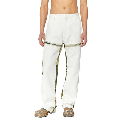 Grey - Side - Diesel Mens Mich Camo Block Zip-Off Relaxed Fit Trousers