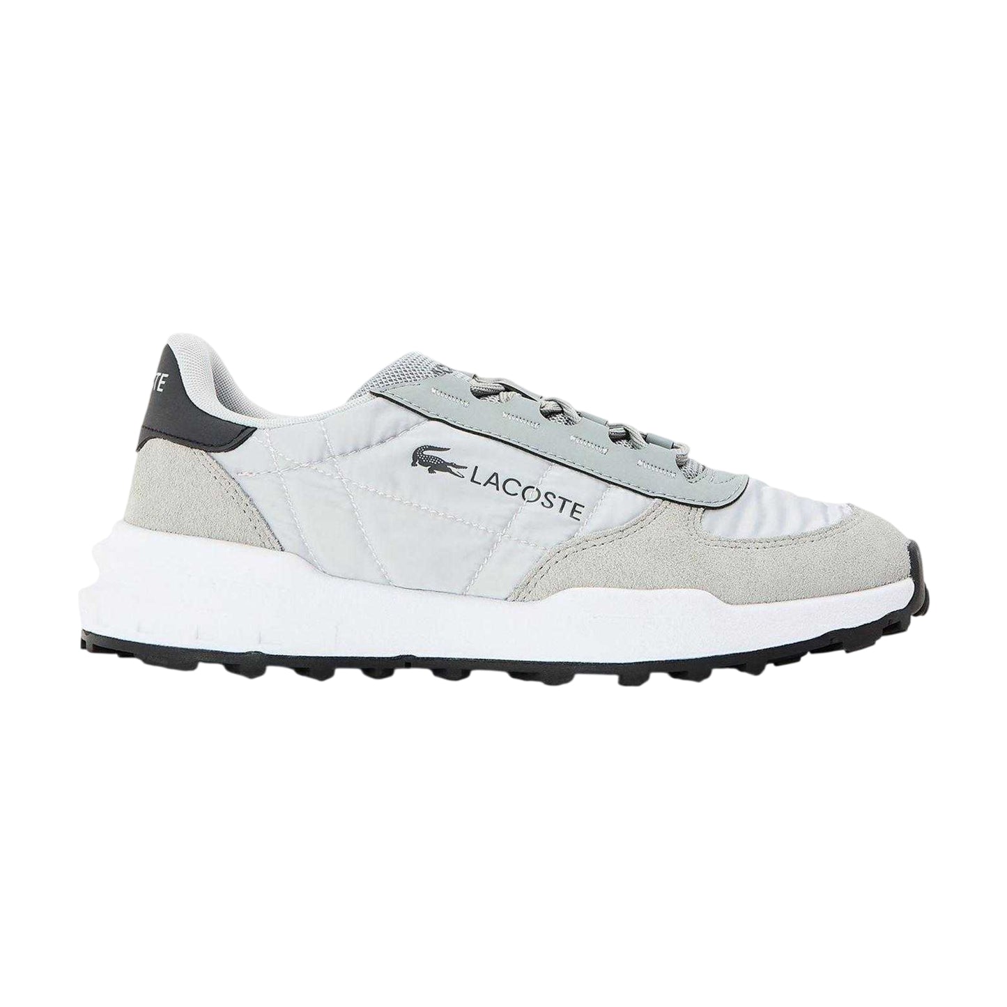 Grey-White - Front - Lacoste Mens Elite Actevo Suede Trainers