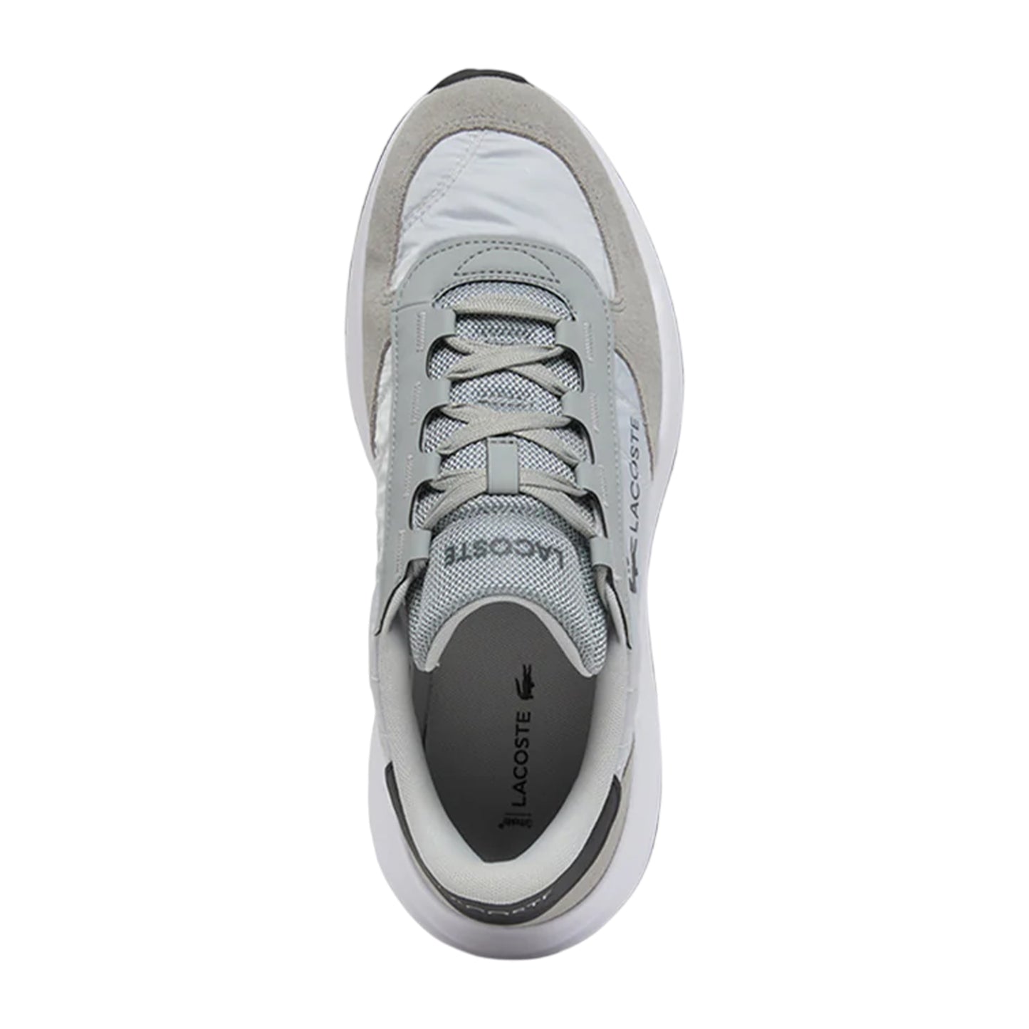 Grey-White - Back - Lacoste Mens Elite Actevo Suede Trainers