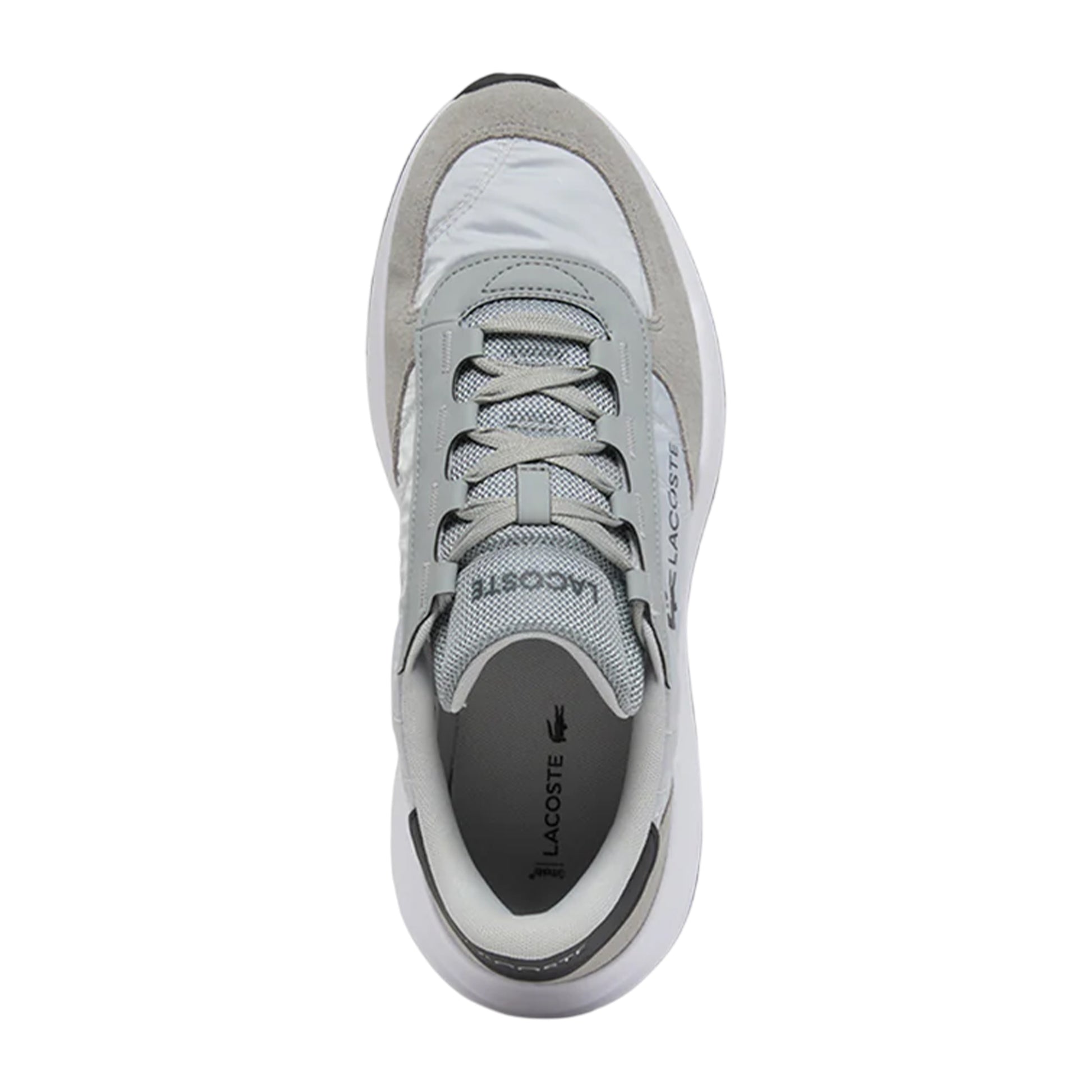 Grey-White - Back - Lacoste Mens Elite Actevo Suede Trainers