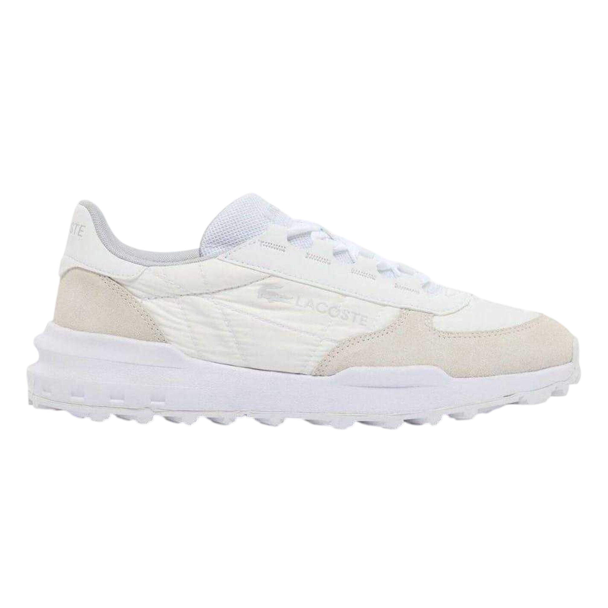 White - Front - Lacoste Mens Elite Actevo Suede Trainers