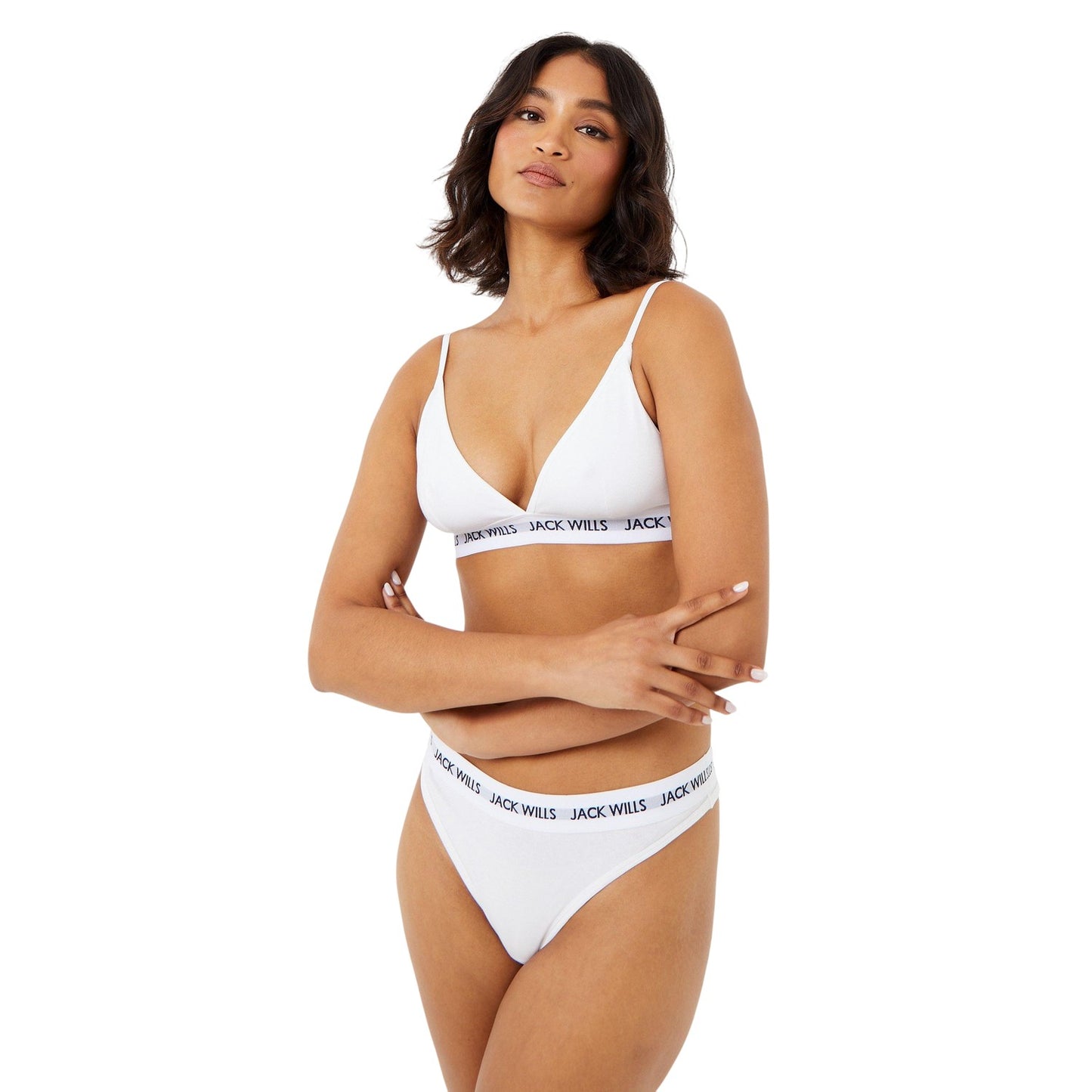 White - Side - Jack Wills Womens-Ladies Biddstone Bralette (Pack of 2)