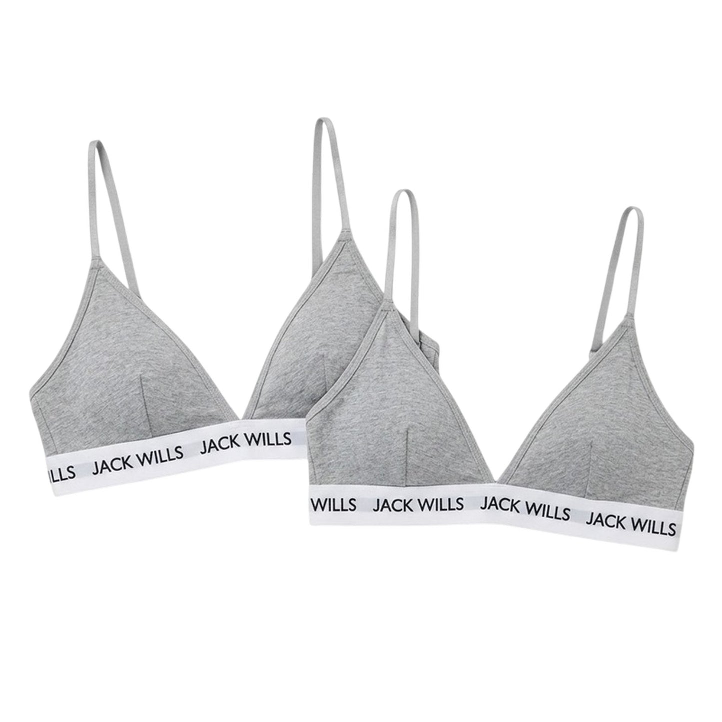 Grey Marl - Front - Jack Wills Womens-Ladies Biddstone Bralette (Pack of 2)