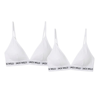 White - Front - Jack Wills Womens-Ladies Biddstone Bralette (Pack of 2)