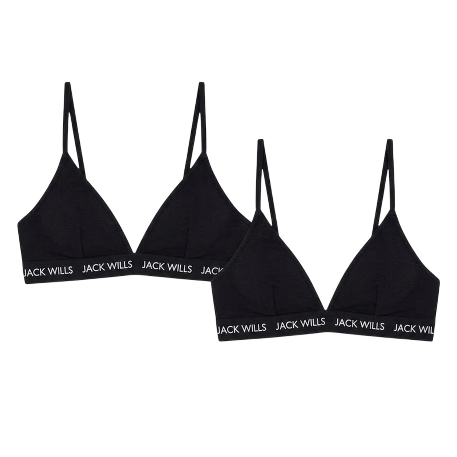 Black - Front - Jack Wills Womens-Ladies Biddstone Bralette (Pack of 2)