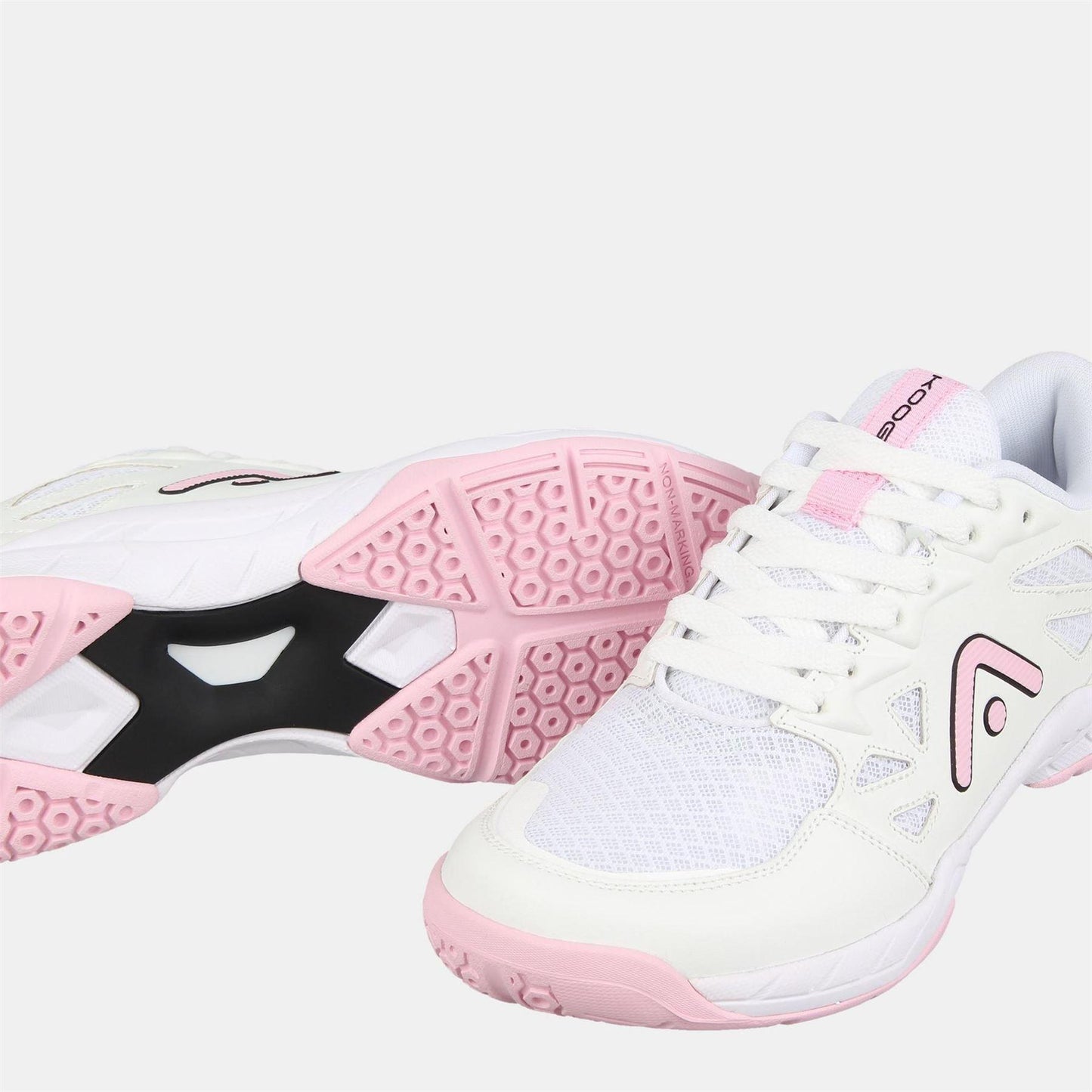 White-Pink - Side - KooGa Womens-Ladies Netball Shoes