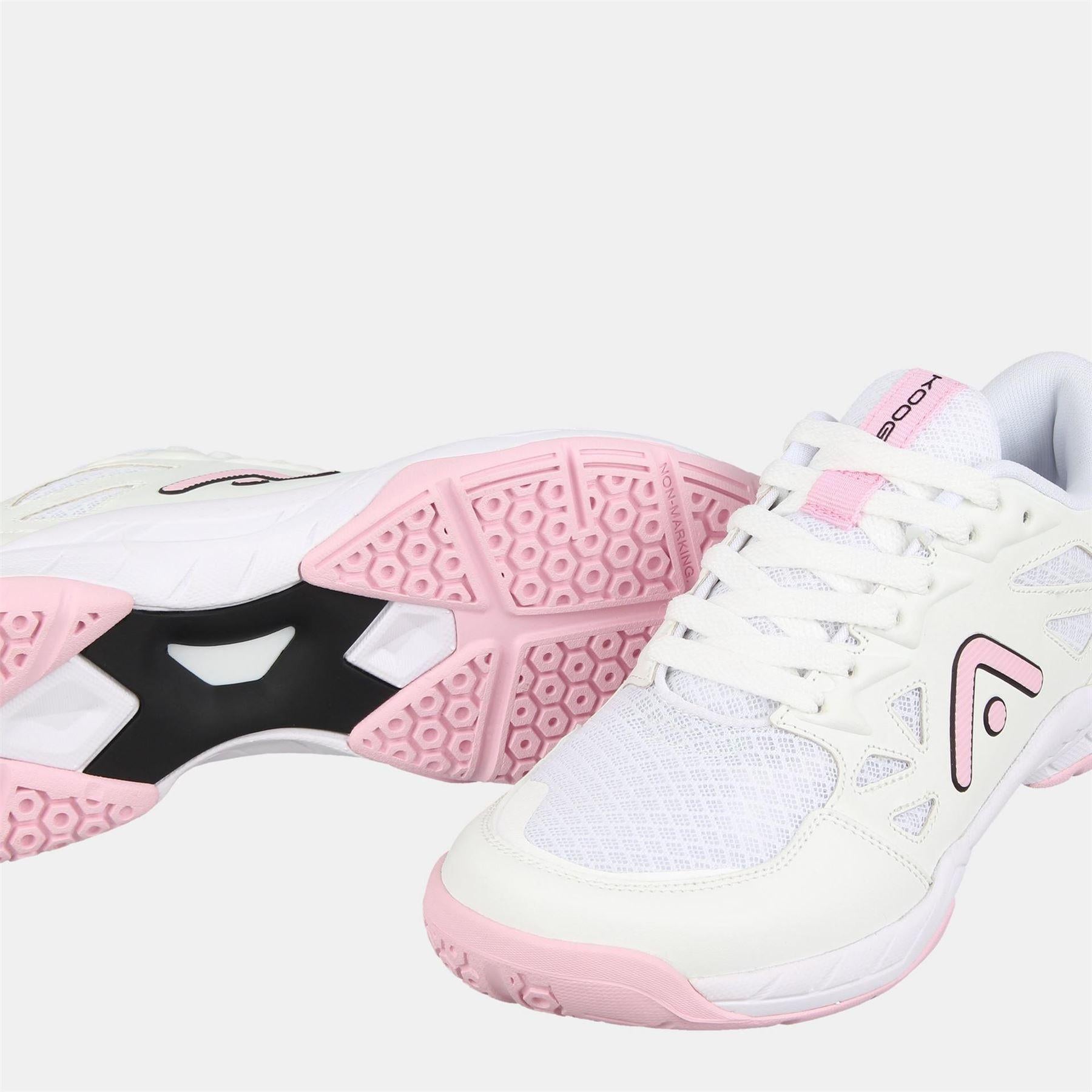 White-Pink - Side - KooGa Womens-Ladies Netball Shoes