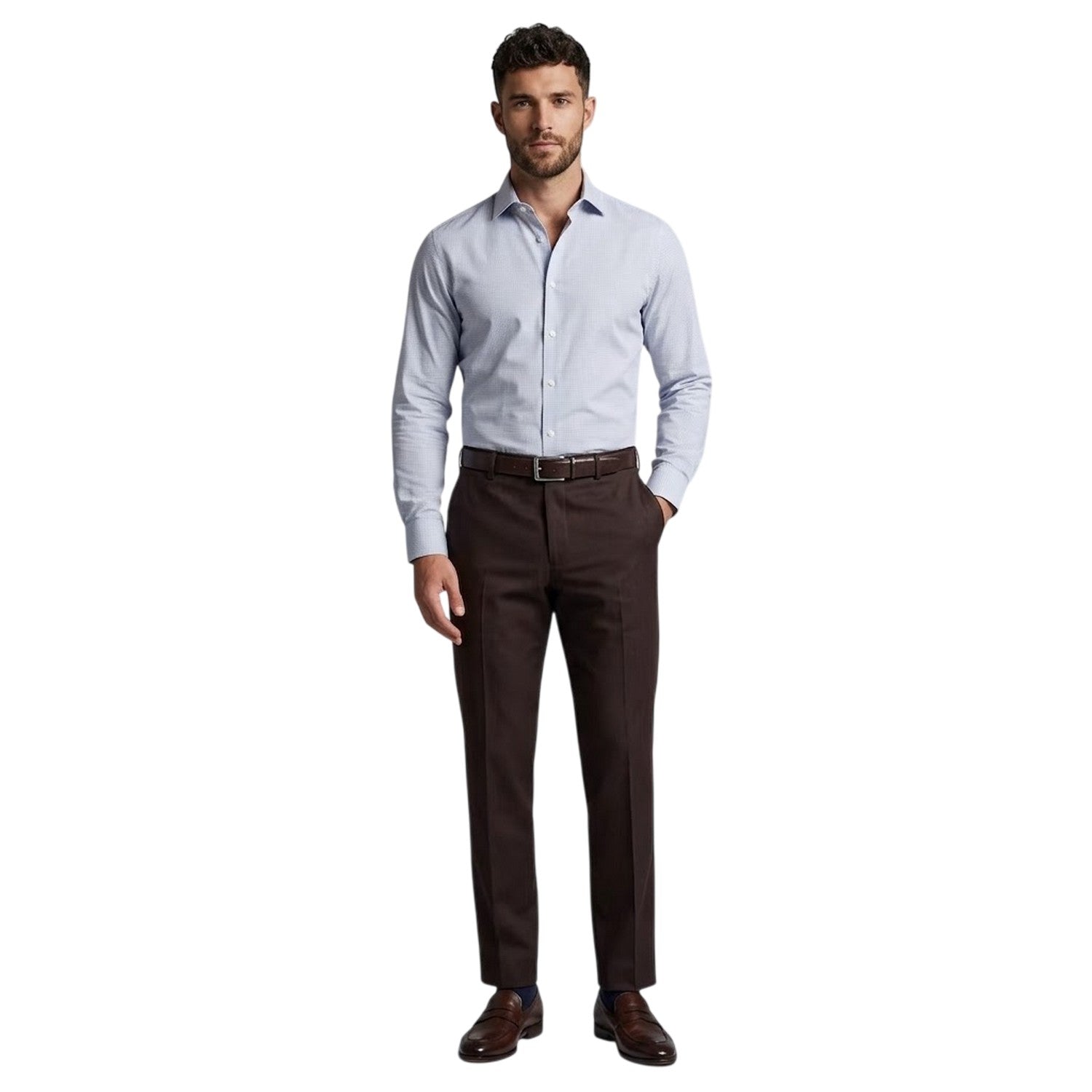 Burgundy - Side - Ted Baker Mens Regular Formal Trousers