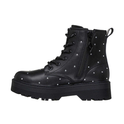 Black - Back - Skechers Childrens-Kids Leather Heeled Ankle Boots