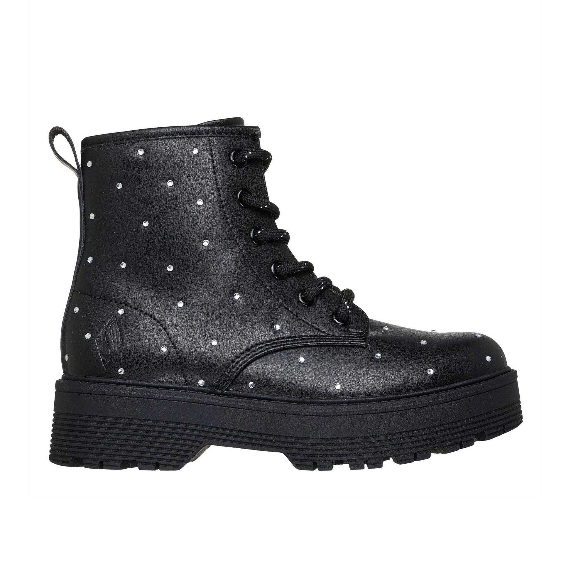 Black - Front - Skechers Childrens-Kids Leather Heeled Ankle Boots