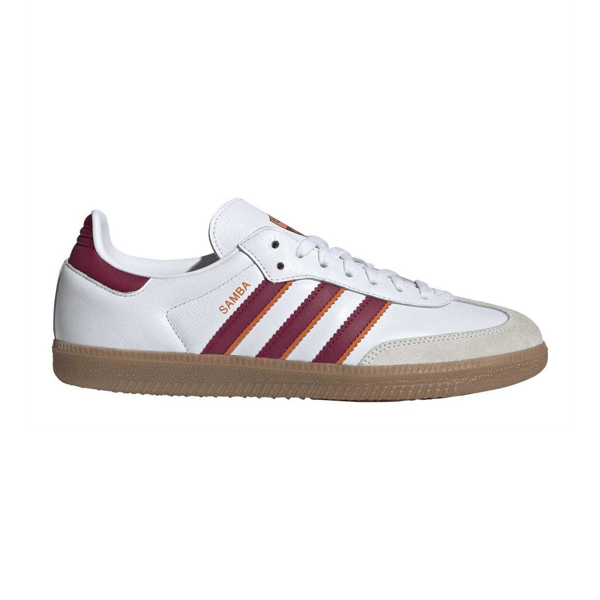 White - Front - Adidas Mens Samba Leather Lace Up Trainers