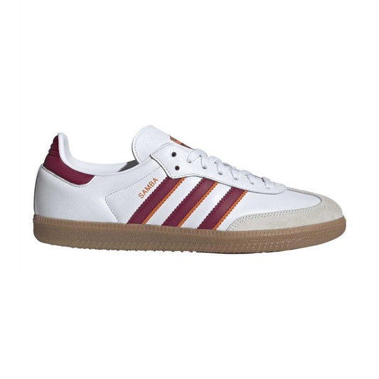 White - Front - Adidas Mens Samba Leather Lace Up Trainers