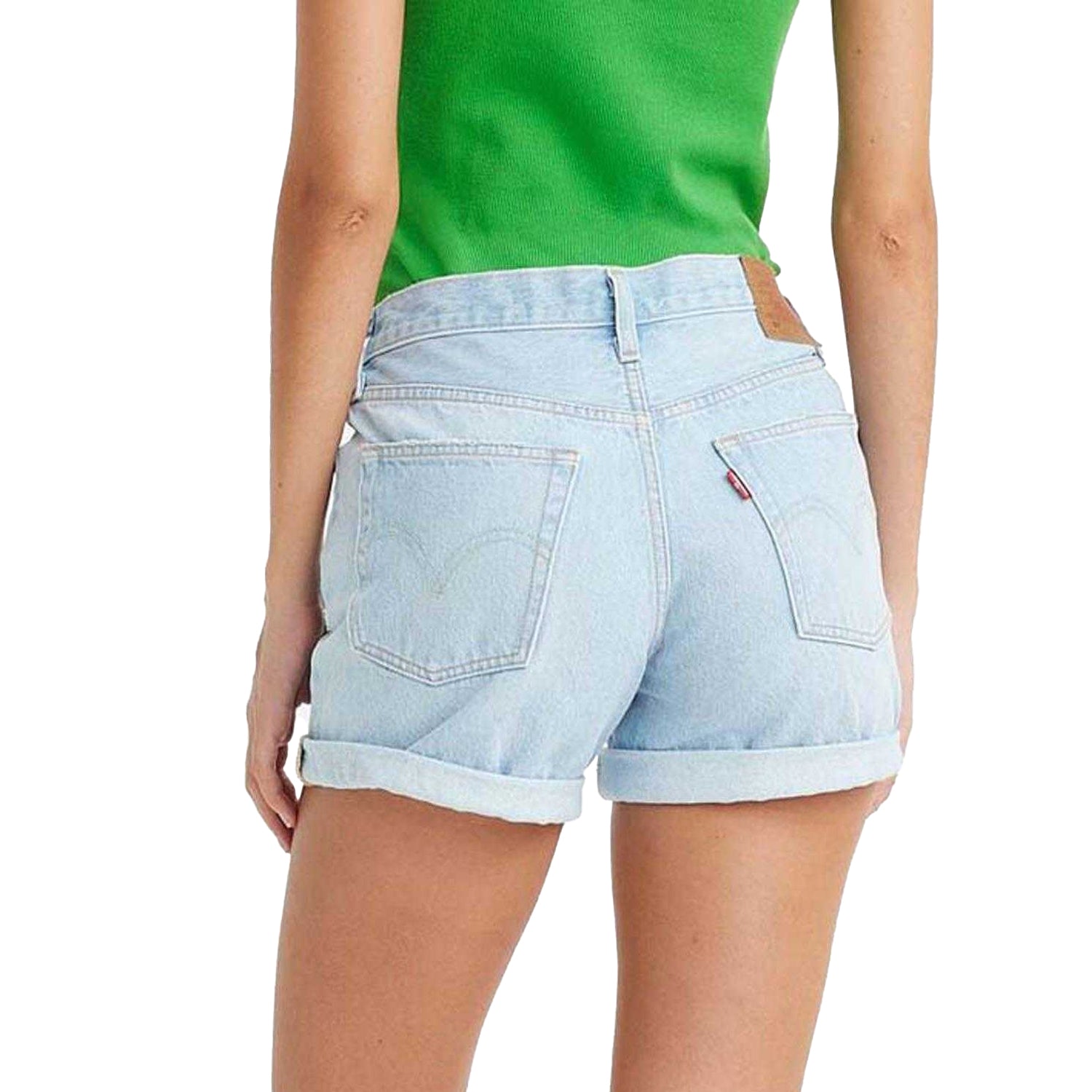 Light Blue - Back - Levis Womens-Ladies 501 Rolled Hem Shorts