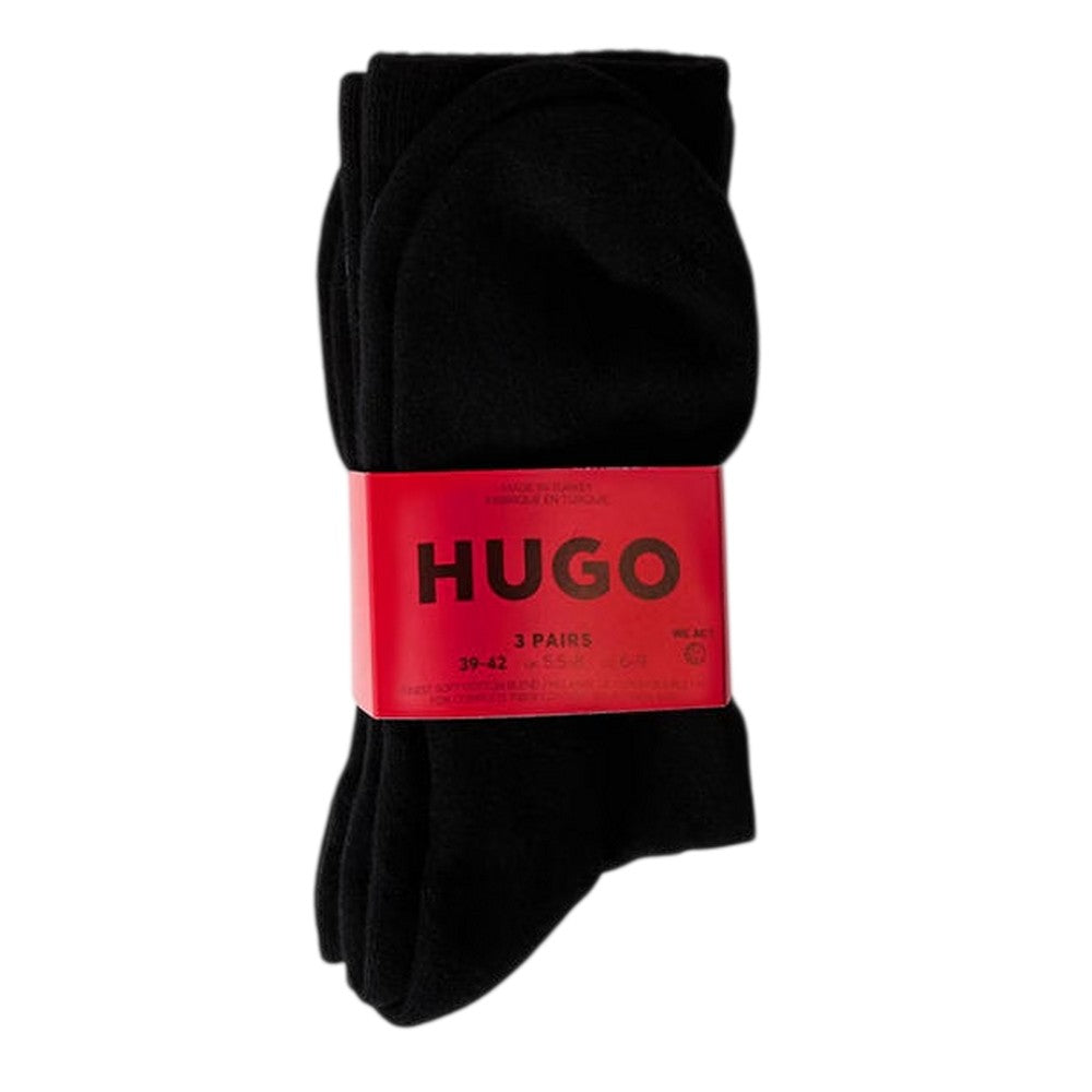 Black - Back - Hugo Unisex Adult Iconic Logo Socks (Pack of 3)