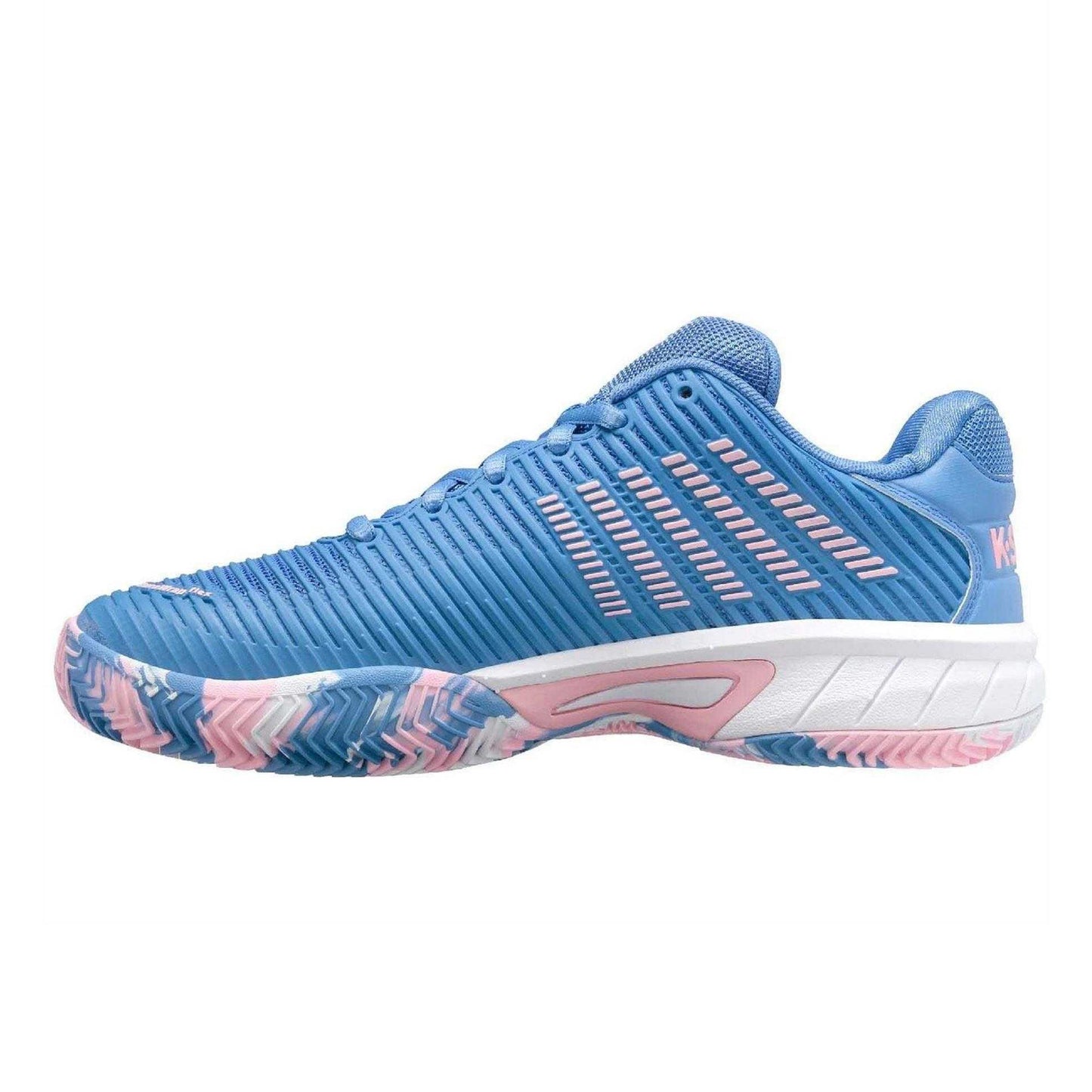 Blue - Side - K-Swiss Girls Hypercourt Express 2 Rubber Tennis Shoes