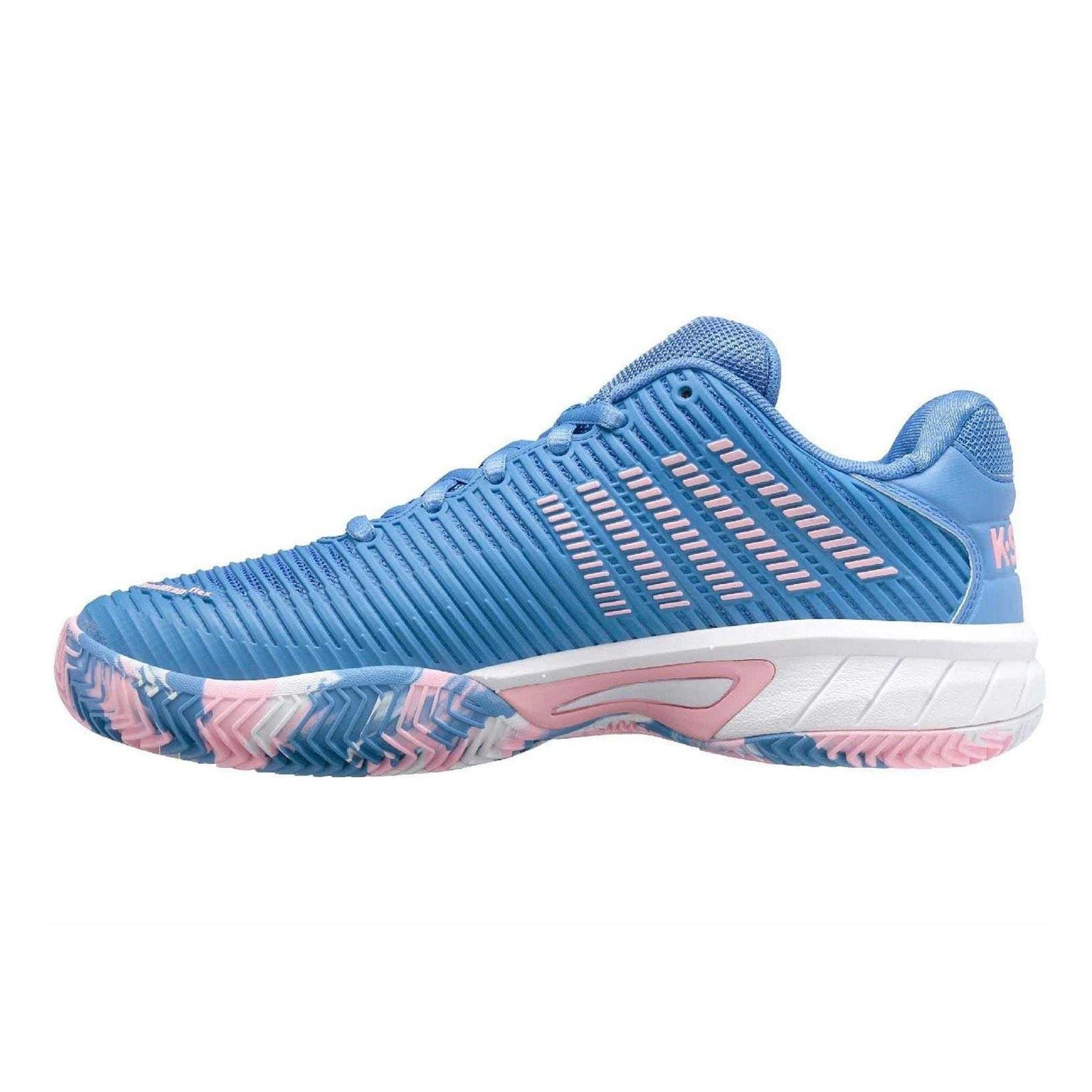 Blue - Side - K-Swiss Girls Hypercourt Express 2 Rubber Tennis Shoes