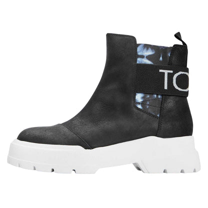Black - Back - Toms Womens-Ladies Logo Leather Low Cut Boots
