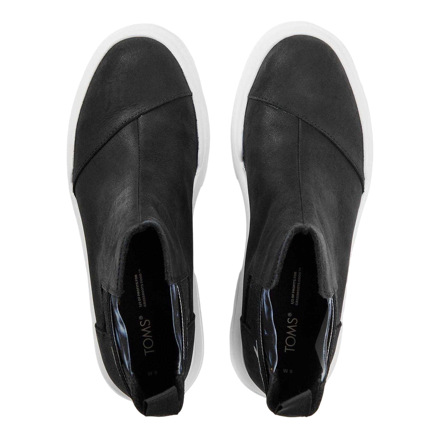 Black - Side - Toms Womens-Ladies Logo Leather Low Cut Boots