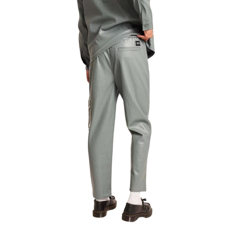 Grey - Back - Native Youth Mens Faux Leather Trousers