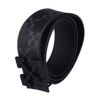 Black-Grey - Back - Off White Mens Monogram Leather Belt