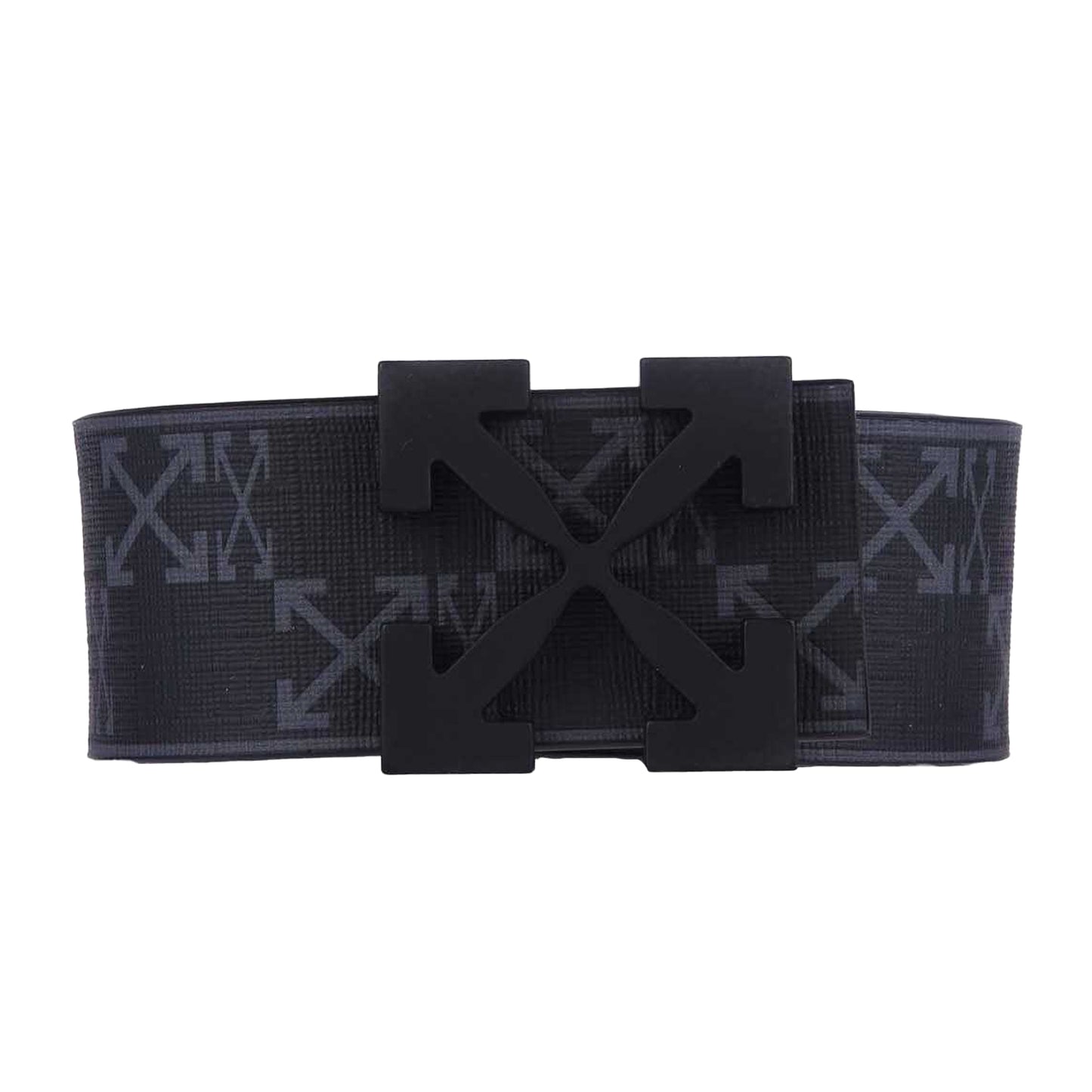 Black-Grey - Front - Off White Mens Monogram Leather Belt