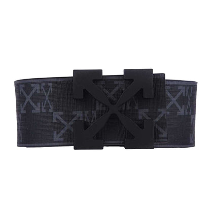 Black-Grey - Front - Off White Mens Monogram Leather Belt