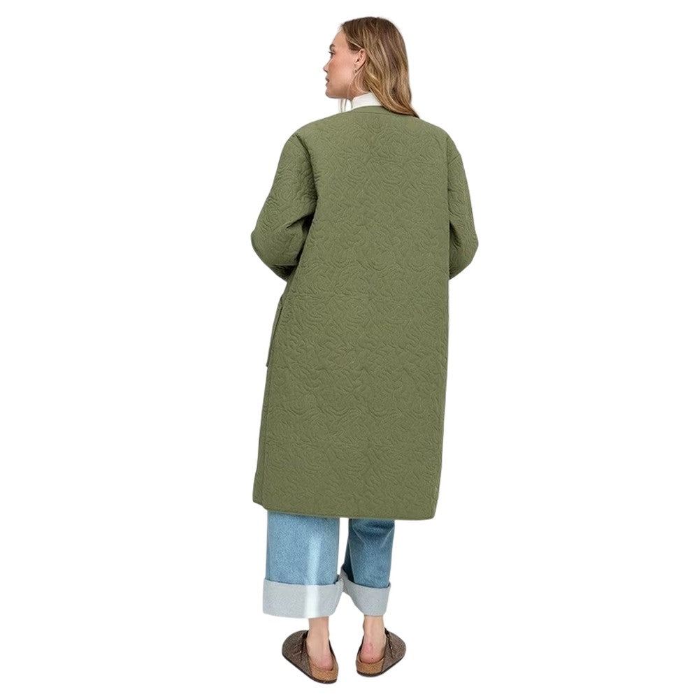Khaki Green - Back - Raffya Womens-Ladies Heidi Quilted Trench Coat