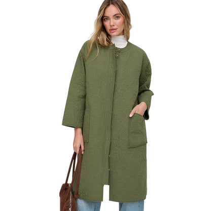 Khaki Green - Side - Raffya Womens-Ladies Heidi Quilted Trench Coat