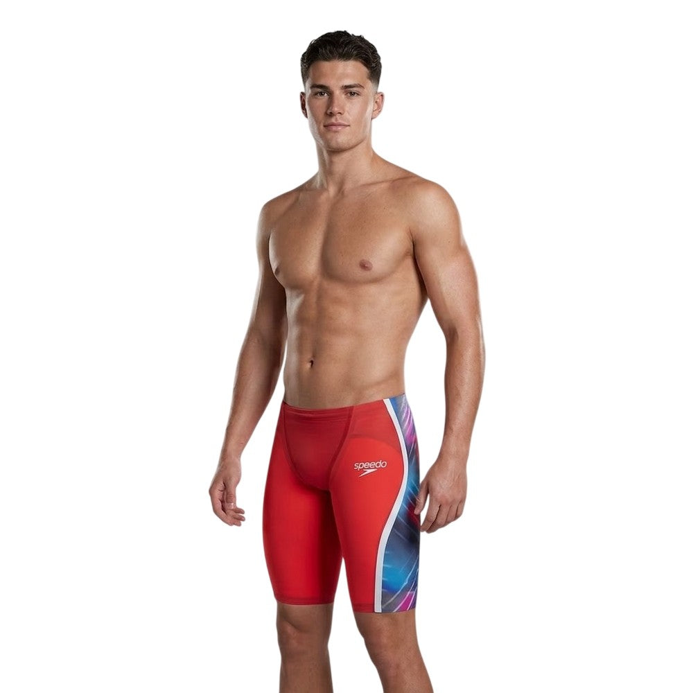 Red-Blue - Side - Speedo Mens Intent 2 Abstract Jammer Shorts