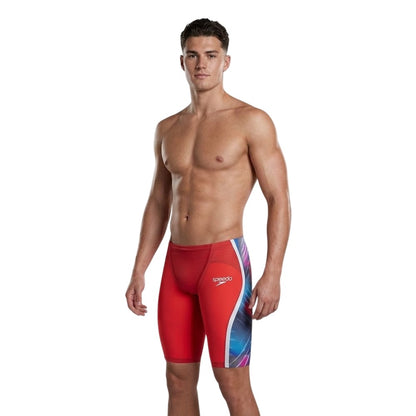 Red-Blue - Side - Speedo Mens Intent 2 Abstract Jammer Shorts