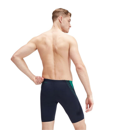 Navy-Green - Back - Speedo Mens Abstract Jammer Shorts